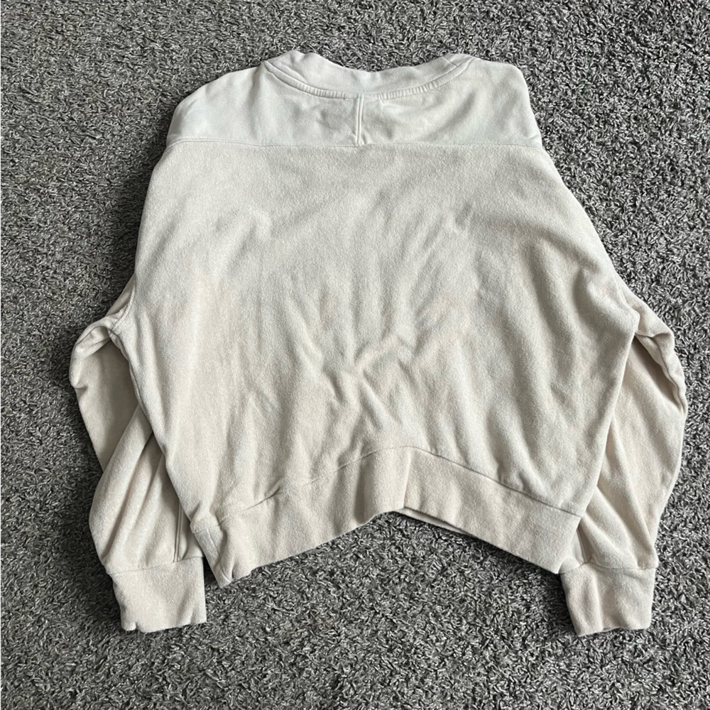 Varley Crewneck Terry Sweatshirt Cream Small Athleisure Oversized - Picture 6 of 7